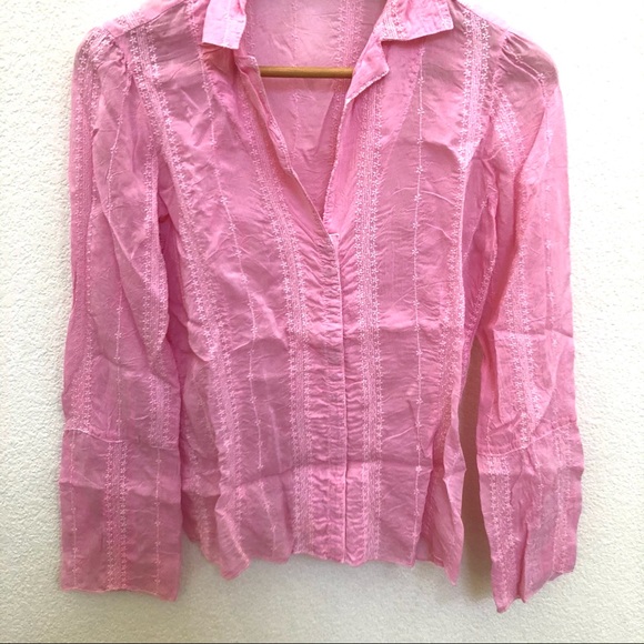 Johnny Was Pink Embroidered Button Down Blouse XS - Picture 2 of 13